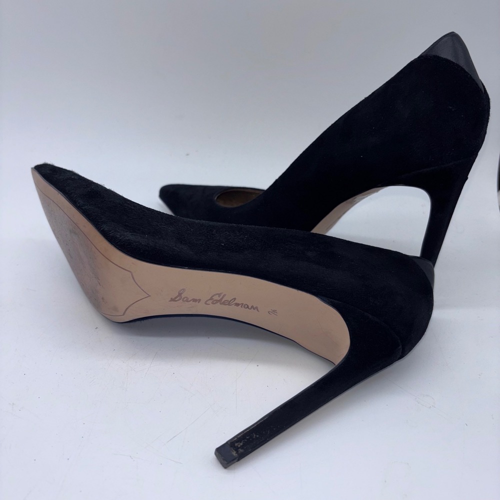 Sam Edelman Black Suede Classic Elegant Heels Women 7.5 - Picture 7 of 7